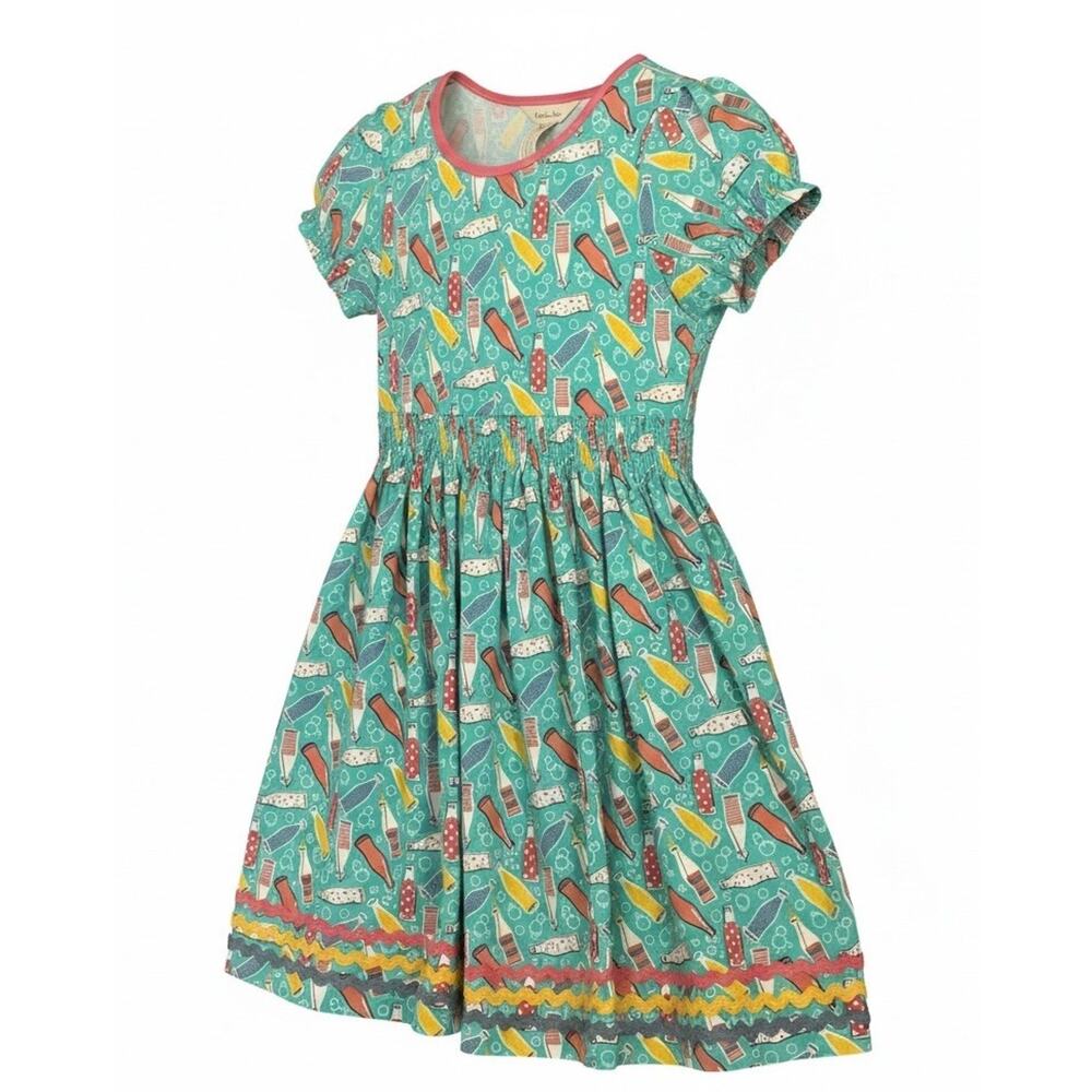 Matilda Jane Wonderment Soda Lightful Dress Size 8 Spring Ric Rac Trim Stretch